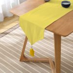 - UcgenRunner-sari-Gorsel2 - Realhomes Sarı Renkli Dijital Baskılı Püsküllü Şönil Üçgen Runner Realhomes