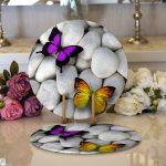 - Supla2li-12-Gorsel1 - Realhomes Realhomes Kelebek Desenli Dijital Baskılı Modern 2'li Yuvarlak Servis Altlığı - Supla Realhomes