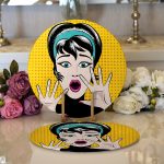 Realhomes Pop Art Resimli Dijital Baskılı Modern 2'li Yuvarlak Servis Altlığı - Supla Realhomes