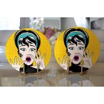 Realhomes Pop Art Resimli Dijital Baskılı Modern 2'li Yuvarlak Servis Altlığı - Supla Realhomes
