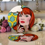 - Supla2li-171-Gorsel1 - Realhomes Realhomes Pop Art Resimli Dijital Baskılı Modern 2'li Yuvarlak Servis Altlığı - Supla Realhomes