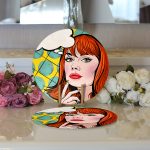 - Supla2li-171-Gorsel3 - Realhomes Realhomes Pop Art Resimli Dijital Baskılı Modern 2'li Yuvarlak Servis Altlığı - Supla Realhomes