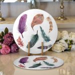 - Supla2li-198-Gorsel1 - Realhomes Realhomes Kuş Tüyü Resimli Dijital Baskılı Modern 2'li Yuvarlak Servis Altlığı - Supla Realhomes