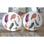 - Supla2li-198-Gorsel2 - Realhomes Realhomes Kuş Tüyü Resimli Dijital Baskılı Modern 2'li Yuvarlak Servis Altlığı - Supla Realhomes