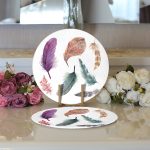 - Supla2li-198-Gorsel3 - Realhomes Realhomes Kuş Tüyü Resimli Dijital Baskılı Modern 2'li Yuvarlak Servis Altlığı - Supla Realhomes