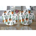 - Supla2li-2004-Gorsel2 - Realhomes  Realhomes Kaktüs Desenli Dijital Baskılı Modern 2'li Yuvarlak Servis Altlığı - Supla Realhomes