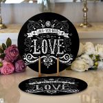 - Supla2li-2005-Gorsel1 - Realhomes Realhomes Siyah Love Dijital Baskılı Modern 2'li Yuvarlak Servis Altlığı - Supla Realhomes