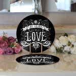 - Supla2li-2005-Gorsel3 - Realhomes Realhomes Siyah Love Dijital Baskılı Modern 2'li Yuvarlak Servis Altlığı - Supla Realhomes