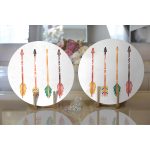 Realhomes Renkli Oklar Dijital Baskılı Modern 2'li Yuvarlak Servis Altlığı - Supla Realhomes