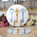 - Supla2li-2011-Gorsel1 - Realhomes Realhomes Renkli Anahtar Desenli Dijital Baskılı Modern 2'li Yuvarlak Servis Altlığı - Supla Realhomes