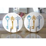 - Supla2li-2011-Gorsel2 - Realhomes Realhomes Renkli Anahtar Desenli Dijital Baskılı Modern 2'li Yuvarlak Servis Altlığı - Supla Realhomes