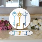 - Supla2li-2011-Gorsel3 - Realhomes Realhomes Renkli Anahtar Desenli Dijital Baskılı Modern 2'li Yuvarlak Servis Altlığı - Supla Realhomes