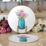 - Supla2li-2012-Gorsel1 - Realhomes Realhomes Vazo Çiçek Desenli Dijital Baskılı Modern 2'li Yuvarlak Servis Altlığı - Supla Realhomes