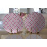 Realhomes Gri Zemin Ogea Desenli Modern Dijital 2'li Yuvarlak Servis Altlığı - Supla Realhomes