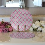 Realhomes Gri Zemin Ogea Desenli Modern Dijital 2'li Yuvarlak Servis Altlığı - Supla Realhomes