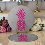 - Supla2li-2016-Gorsel1 - Realhomes Realhomes Gri Zemin Ananas Dijital Baskılı Modern 2'li Yuvarlak Servis Altlığı - Supla Realhomes