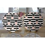 Realhomes Siyah Çizgili Kaktüs Motifli Dijital Baskılı Modern 2'li Yuvarlak Servis Altlığı - Supla Realhomes