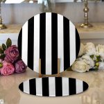 Realhomes Siyah Beyaz Çizgili Modern 2'li Yuvarlak Servis Altlığı - Supla Realhomes