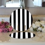 Realhomes Siyah Beyaz Çizgili Modern 2'li Yuvarlak Servis Altlığı - Supla Realhomes