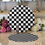 - Supla2li-2026-Gorsel1 - Realhomes Realhomes Siyah Beyaz Ekose Desenli Modern 2'li Yuvarlak Servis Altlığı - Supla Realhomes