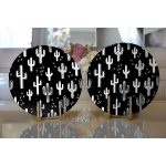 - Supla2li-2029-Gorsel2 - Realhomes Realhomes Siyah Beyaz Kaktüs Dijital Baskılı Modern 2'li Yuvarlak Servis Altlığı - Supla Realhomes