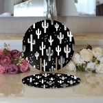 - Supla2li-2029-Gorsel3 - Realhomes Realhomes Siyah Beyaz Kaktüs Dijital Baskılı Modern 2'li Yuvarlak Servis Altlığı - Supla Realhomes