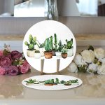 Realhomes Beatiful Cactus Dijital Baskılı Modern 2'li Yuvarlak Servis Altlığı - Supla Realhomes