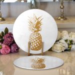 - Supla2li-2034-Gorsel1 - Realhomes Realhomes Altın Renk Kaktüs Dijital Baskılı Modern 2'li Yuvarlak Servis Altlığı - Supla Realhomes