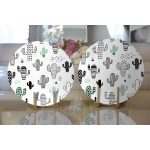 Realhomes Kaktüs Desenli Özel Tasarım Modern 2'li Yuvarlak Servis Altlığı - Supla Realhomes