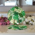 Realhomes Yaprak Motifli Dijital Baskılı Modern 2'li Yuvarlak Servis Altlığı - Supla Realhomes