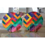 Realhomes Renkli Geometrik Desenli Dijital Baskılı Modern 2'li Yuvarlak Servis Altlığı - Supla Realhomes