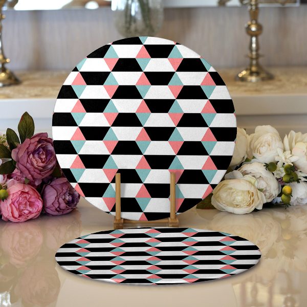 - Supla2li-2048-Gorsel1 - Realhomes  Realhomes Bordo Lacıvert Renklı Capa Dumen Temalı Dijital Baskılı Modern 2'li Yuvarlak Servis Altlığı - Supla Realhomes