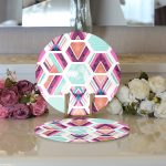 - Supla2li-2052-Gorsel3 - Realhomes Realhomes Modern Renkli Şekiller Dijital Baskılı 2'li Yuvarlak Servis Altlığı - Supla Realhomes