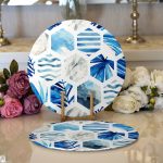 Realhomes Mavi Temalı Geometrik Şekilli Modern 2'li Yuvarlak Servis Altlığı - Supla Realhomes