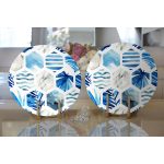 Realhomes Mavi Temalı Geometrik Şekilli Modern 2'li Yuvarlak Servis Altlığı - Supla Realhomes