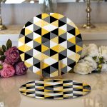 Realhomes Üçgen Mozaik Desenli Dijital Baskılı Modern 2'li Yuvarlak Servis Altlığı - Supla Realhomes