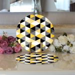 Realhomes Üçgen Mozaik Desenli Dijital Baskılı Modern 2'li Yuvarlak Servis Altlığı - Supla Realhomes