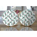 - Supla2li-2071-Gorsel2 - Realhomes  Realhomes Yeşil Siyah Yaprak Desenli Dijital Baskılı Modern 2'li Yuvarlak Servis Altlığı - Supla Realhomes