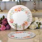 Realhomes Çiçek Motifli Think Happy Dijital Baskılı Modern 2'li Yuvarlak Servis Altlığı - Supla Realhomes