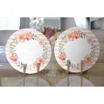 Realhomes Çiçek Motifli Think Happy Dijital Baskılı Modern 2'li Yuvarlak Servis Altlığı - Supla Realhomes