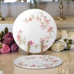 Realhomes Save The Date Çiçek Desenli Dijital Baskılı Modern 2'li Yuvarlak Servis Altlığı - Supla Realhomes