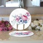 - Supla2li-2093-Gorsel3 - Realhomes Realhomes Özel Tasarım Çiçek Desenli Dijital Baskılı Modern 2'li Yuvarlak Servis Altlığı - Supla Realhomes