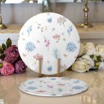 - Supla2li-2094-Gorsel1 - Realhomes Realhomes Özel Tasarım Çiçek Desenli Modern 2'li Yuvarlak Servis Altlığı - Supla Realhomes