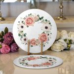 - Supla2li-2099-Gorsel1 - Realhomes  Realhomes Özel Tasarım İsimli Çiçek Desenli Dijital Baskılı Modern 2'li Yuvarlak Servis Altlığı - Supla Realhomes