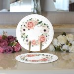 - Supla2li-2099-Gorsel3 - Realhomes  Realhomes Özel Tasarım İsimli Çiçek Desenli Dijital Baskılı Modern 2'li Yuvarlak Servis Altlığı - Supla Realhomes