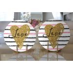 Realhomes Love Yaldızlı Kalp Desenli Dijital Baskılı Modern 2'li Yuvarlak Servis Altlığı - Supla Realhomes