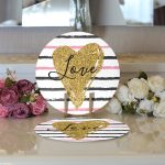 Realhomes Love Yaldızlı Kalp Desenli Dijital Baskılı Modern 2'li Yuvarlak Servis Altlığı - Supla Realhomes