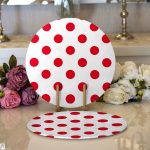 - Supla2li-2151-Gorsel1 - Realhomes Realhomes Kırmızı Puantiyeli Dijital Baskılı Modern 2'li Yuvarlak Servis Altlığı - Supla Realhomes