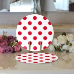 - Supla2li-2151-Gorsel3 - Realhomes Realhomes Kırmızı Puantiyeli Dijital Baskılı Modern 2'li Yuvarlak Servis Altlığı - Supla Realhomes