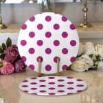 - Supla2li-2153-Gorsel1 - Realhomes Realhomes Mor Puantiyeli Dijital Baskılı Modern 2'li Yuvarlak Servis Altlığı - Supla Realhomes